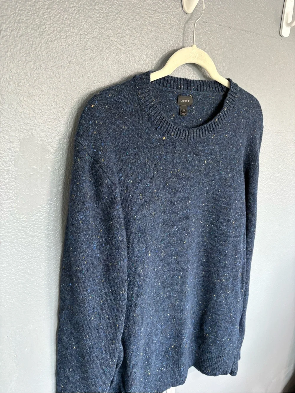 J. Crew Men’s XL Navy Donegal Speckled Wool Blend Crewneck Sweater